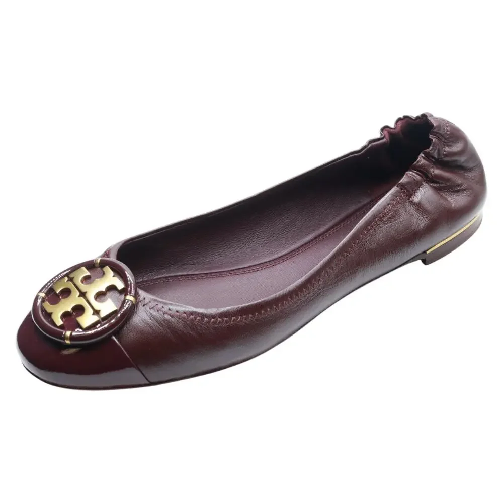 TORY BURCH MULTI LOGO CAP-TOE BALLET DEEP BERRY/DEEP BERRY 9 M